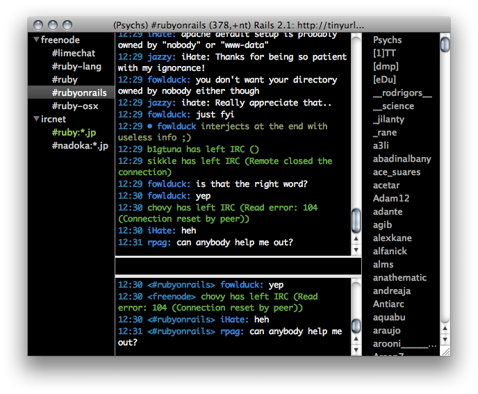 limechat irc support